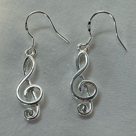 NOT FOR SALE! SILVER musical note earrings treble clef 9.25 silver NWOT - Picture 6 of 8